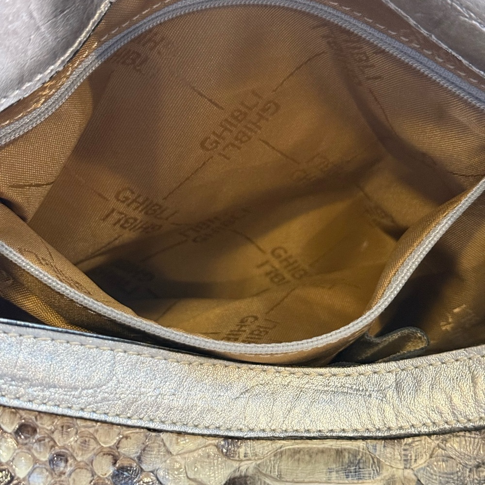 Ghibli Genuine Python Skin Handbag Italian Designer Tan - Picture 12 of 16